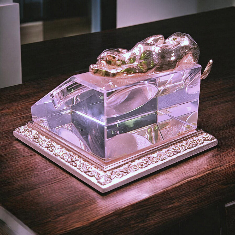 Gold Leopard Crystal Clock Stand