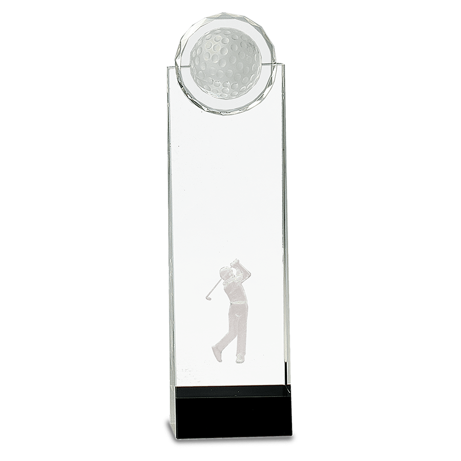 Crystal Golf Award with 3D Golfer