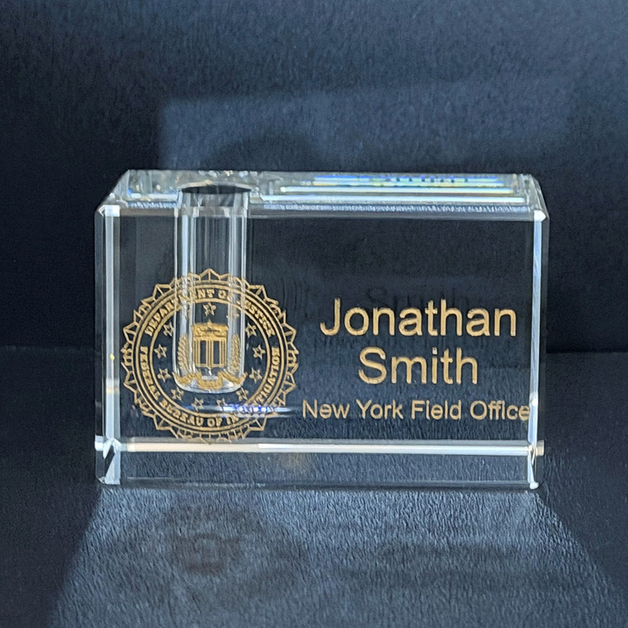 Crystal Block Pen Holder