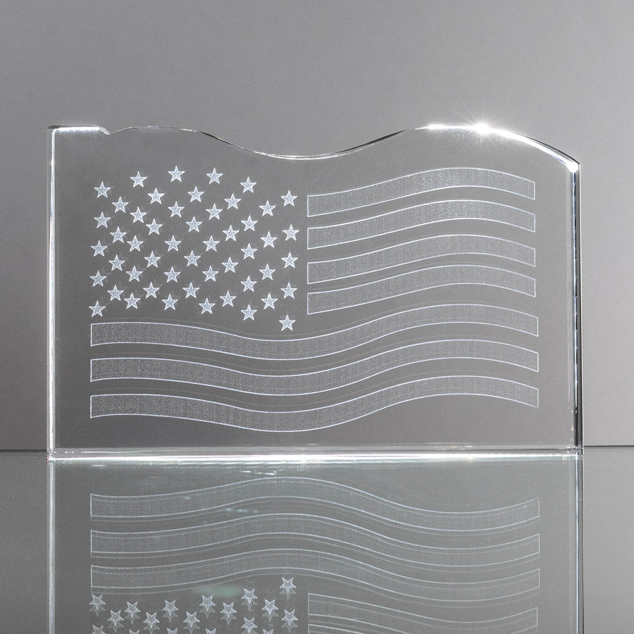 3D Wavy Crystal US Flag with Base