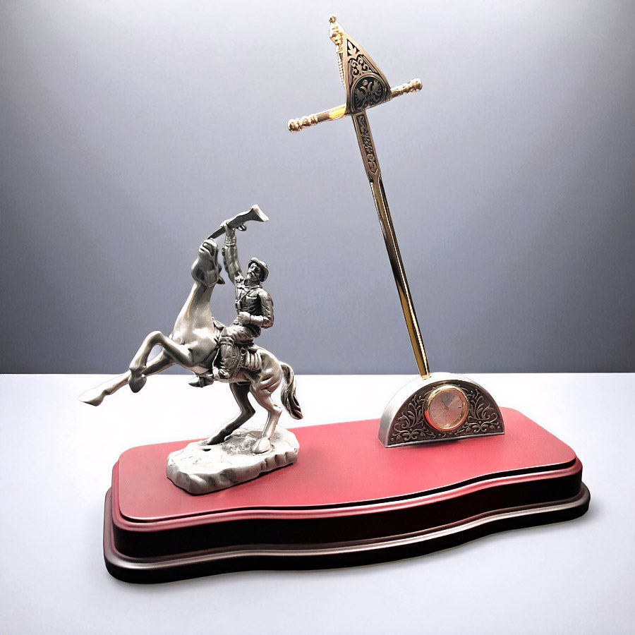 Pewter Cowboy on Horse