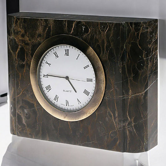 Jade Stone Desk Clock with Flat Top