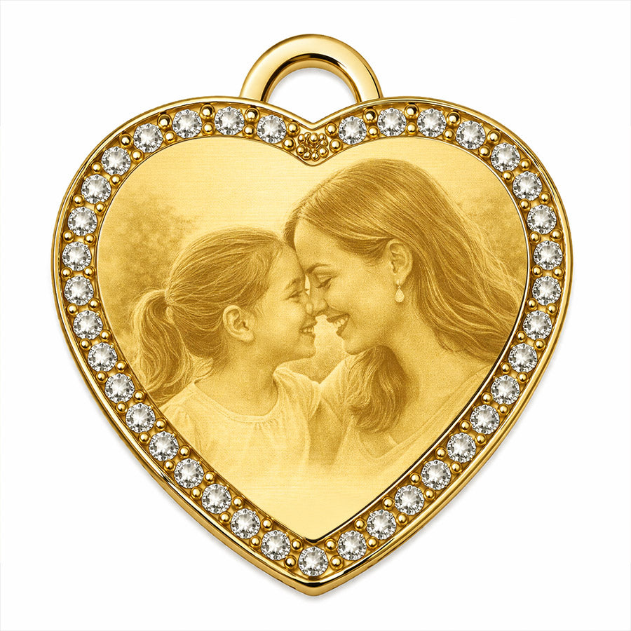 Cubic Heart Dog Tag