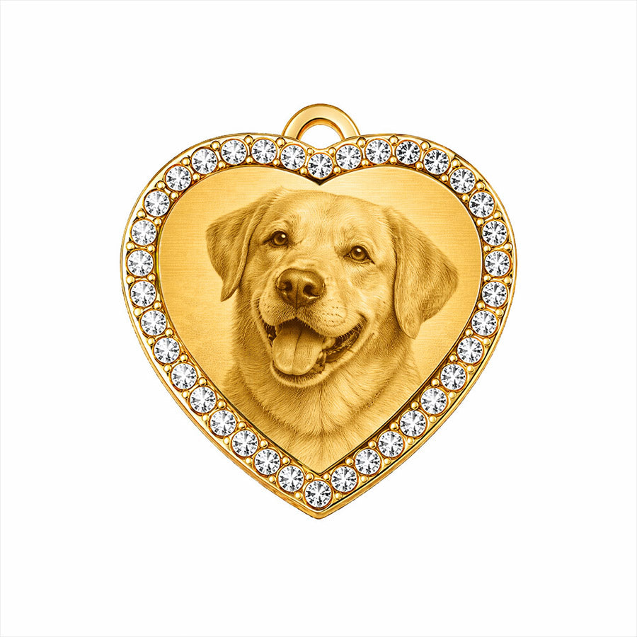 Cubic Heart Dog Tag
