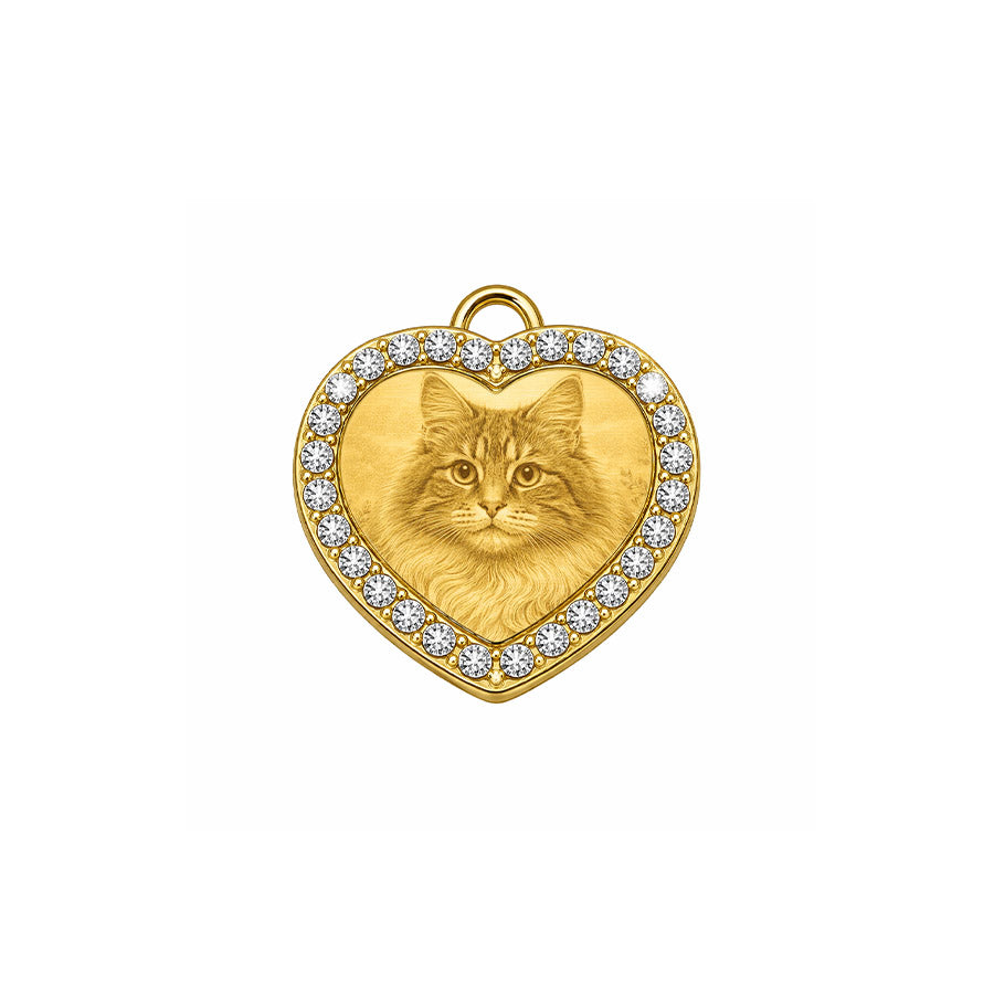 Cubic Heart Dog Tag