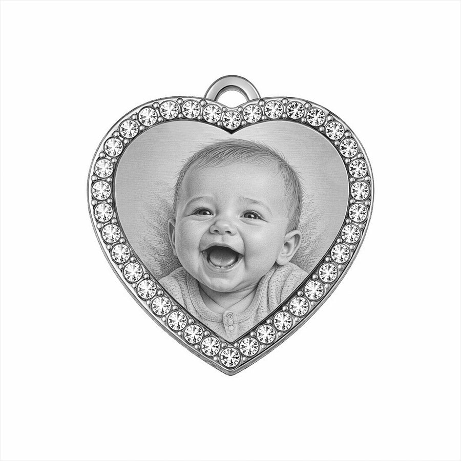 Cubic Heart Dog Tag
