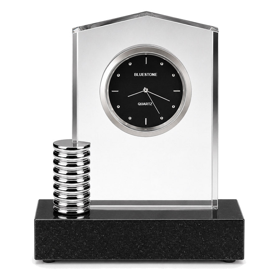 Silver Column Crystal Clock
