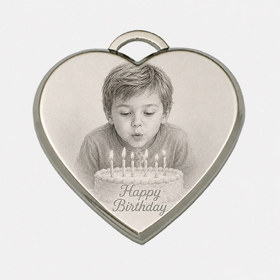 Silver Heart-shaped photo pendant -- lxi-context:birthday