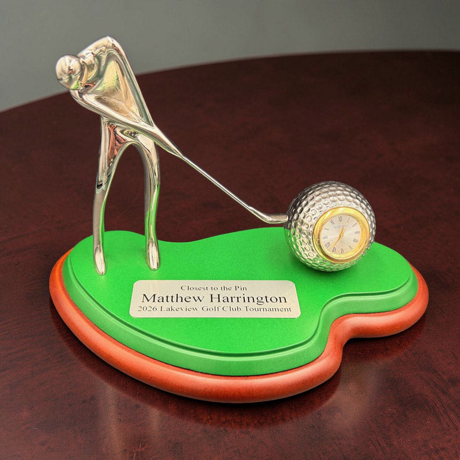 Golfer on Green Swing Clock