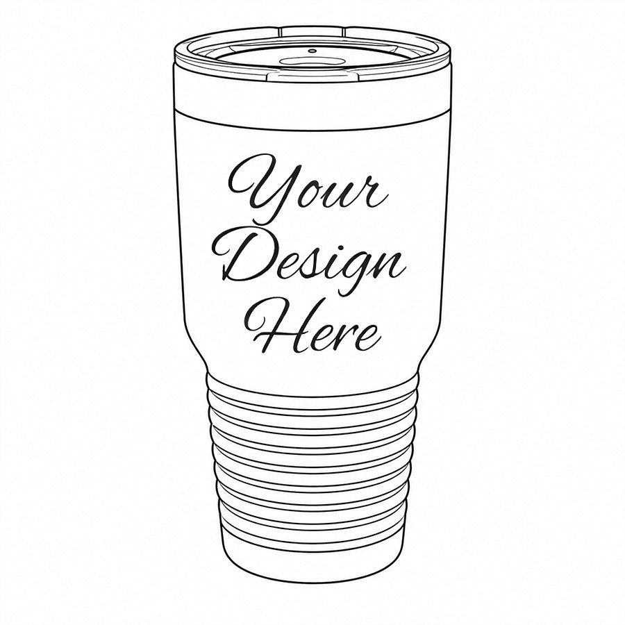 Custom design preview image for personalized insulated tumbler showing Your Design Here placeholder text -- lxi-context:live-preview