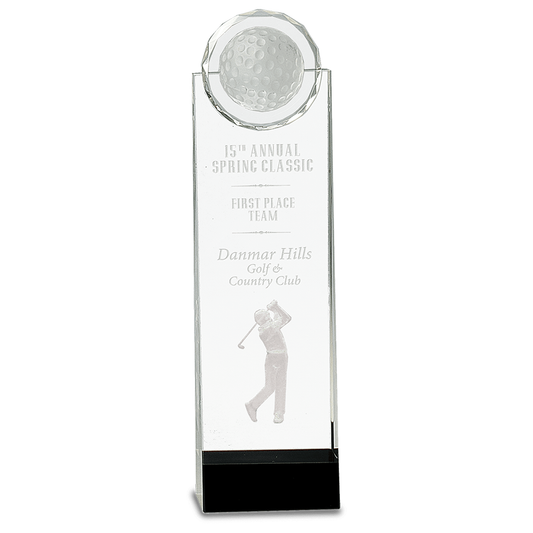 Crystal Golf Award with 3D Golfer