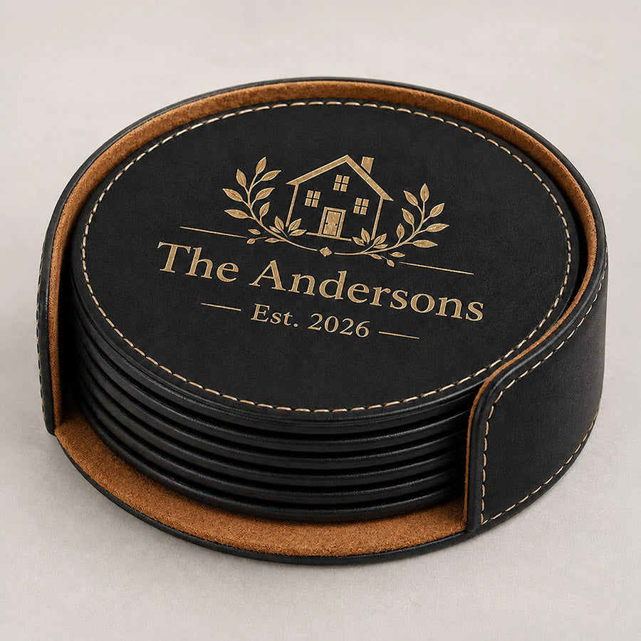 Leatherette Coaster Set