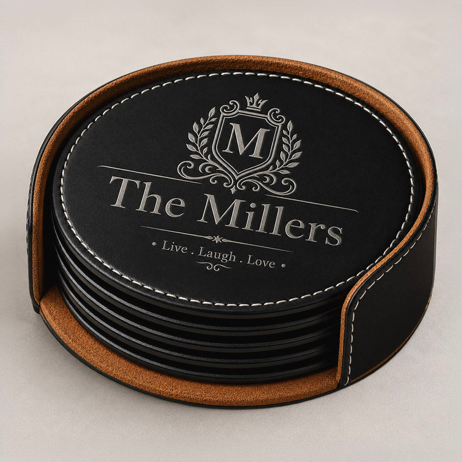 Leatherette Coaster Set