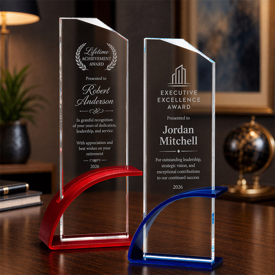 Glass Award with Arc Base