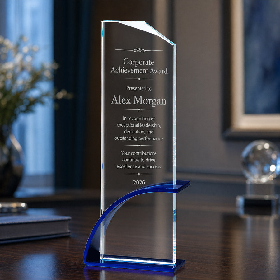 Glass Award with Arc Base