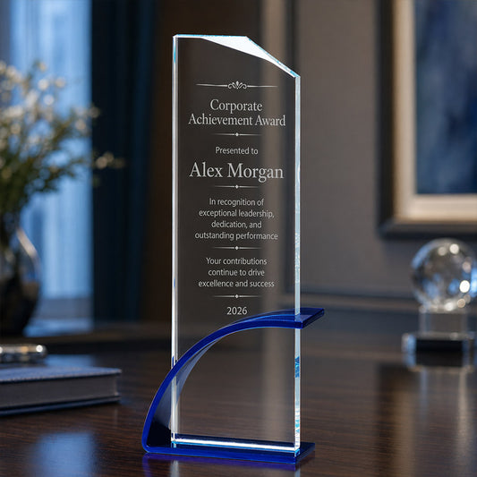 Glass Award with Arc Base