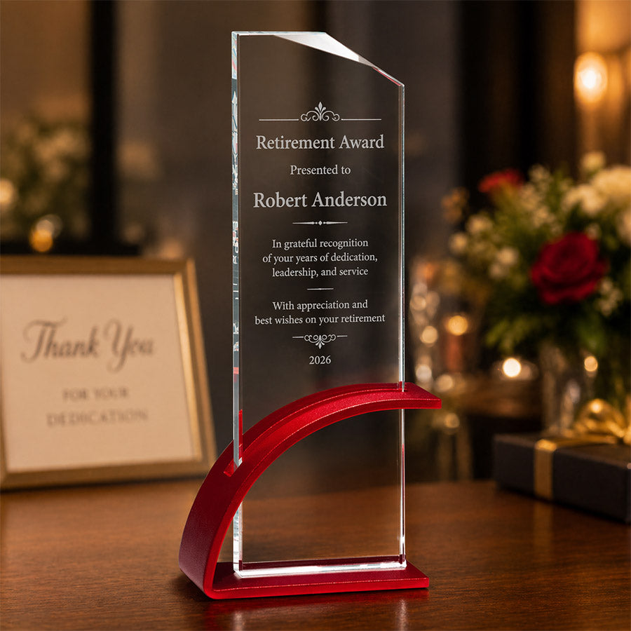 Glass Award with Arc Base